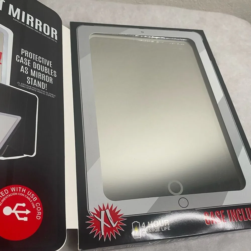 New XL LED Tablet Mirror Travel Purse Makeup Mirror